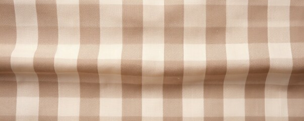 Beige close-up checkered textile background texture with copy space for text photo or product presentation 