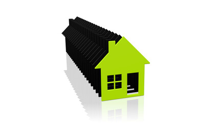 ein besonders hervorgehobenes grünes Haus