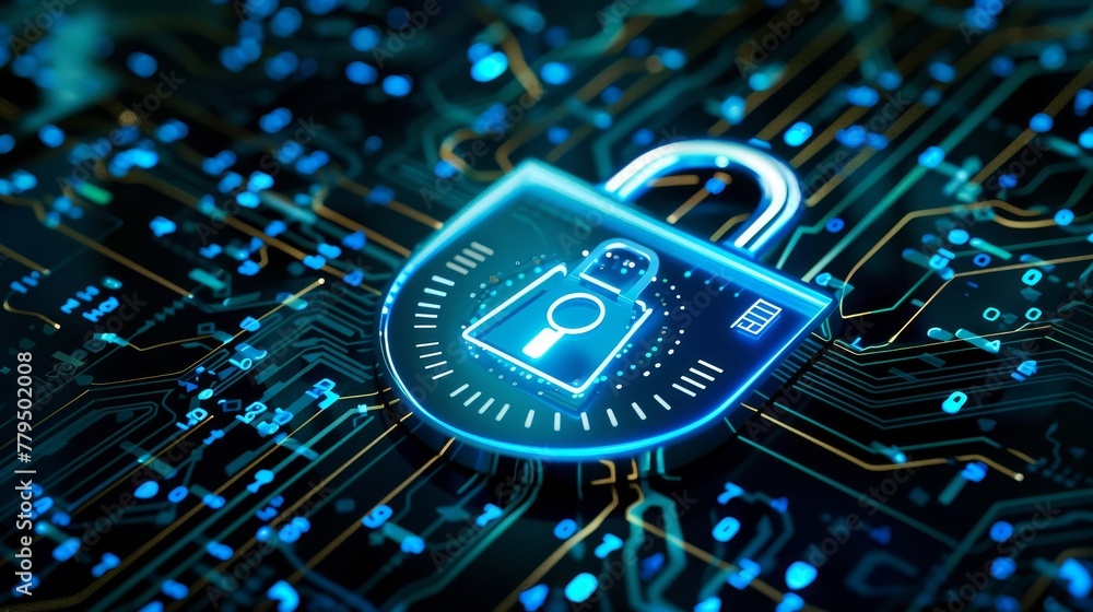 Poster ensuring data privacy and security in health tech systems ai generated illustration