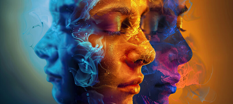 Abstract concept of different personalities banner background