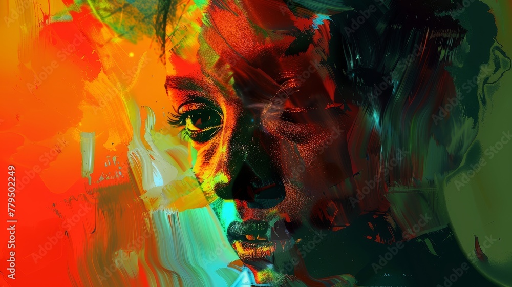 Aufkleber experimenting with different digital mediums for artistic expression ai generated illustration