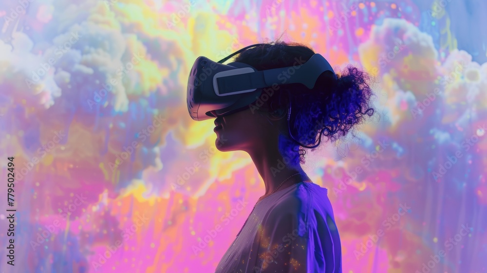 Poster experimenting with virtual reality in art creation ai generated illustration