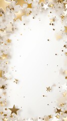 beige stars frame border with blank space in the middle on white background festive concept celebrations backdrop with copy space for text photo or presentation