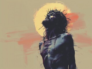minimalist illustratin oj Jesus in the cross, 