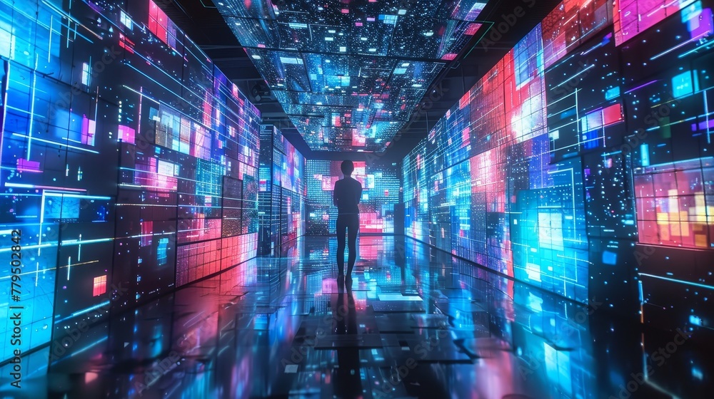 Poster exploring the intersection of technology and art ai generated illustration