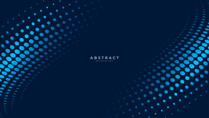 Halftone Abstract Background with dots and blue gradient. Modern Technology Concept with copy space. Futuristic Concept Blue Background for banner, presentation, flyer, and website