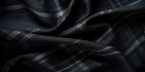 black dark natural cotton linen textile texture background banner panorama silk satin curtain pattern with copy space for photo text or product