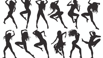 Silhouette of a female dancer in action pose. Silhouette