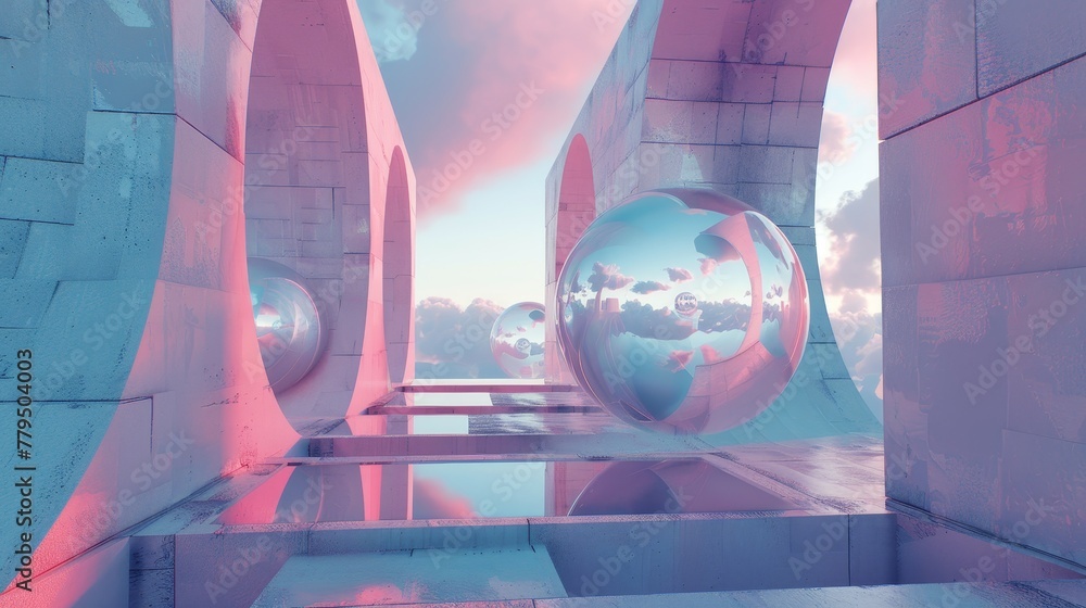 Poster futuristic technology and abstract shapes in a surreal setting ai generated illustration