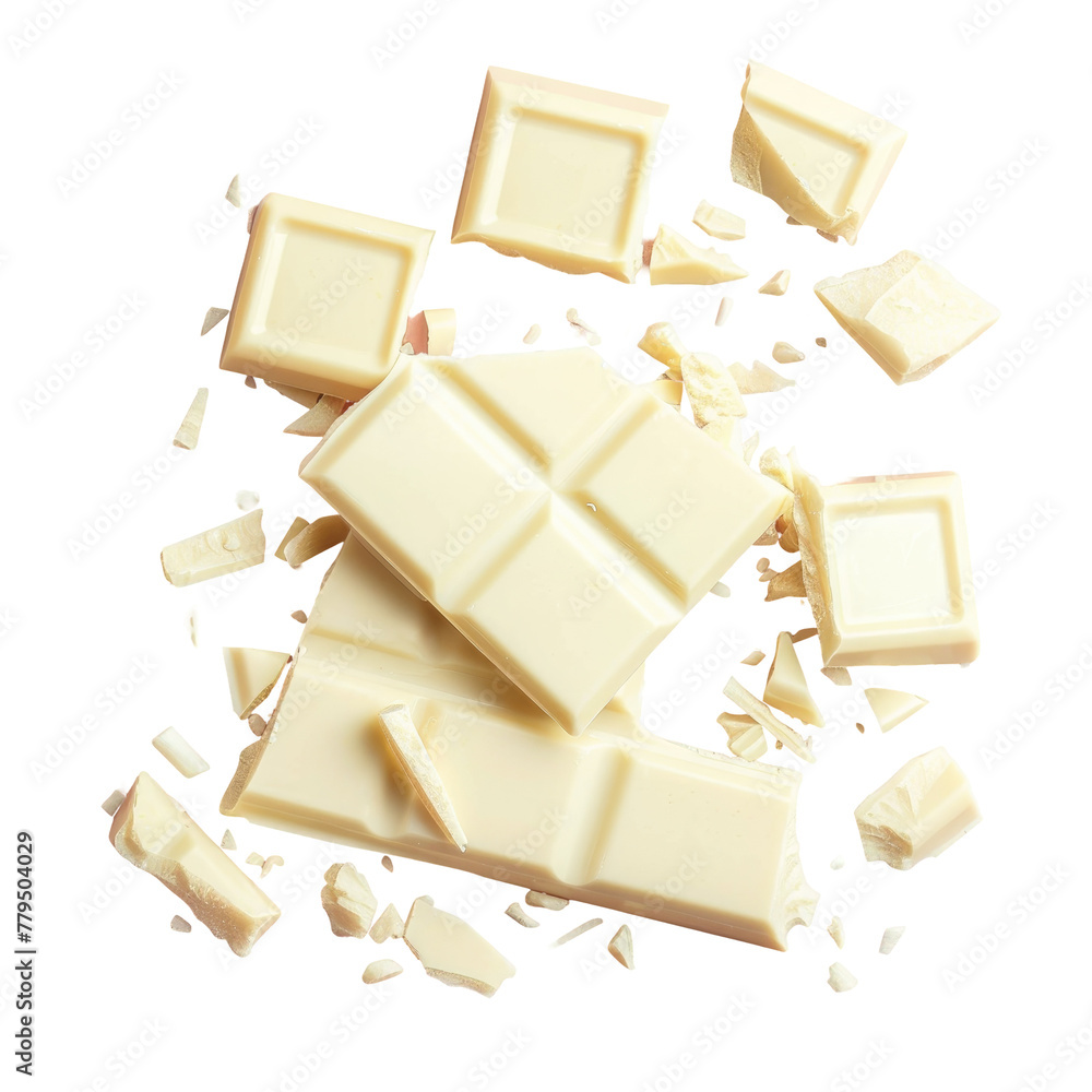 Wall mural White chocolate bar with broken pieces