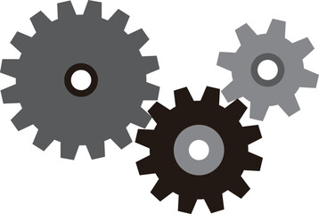 シンプルな連動する歯車(モノクロ)