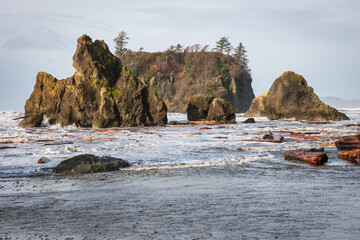 Coastal Rock Formations at Ruby Beach in Olympic National Park in Washington State