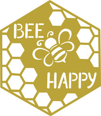 bee happy silhouette pattern