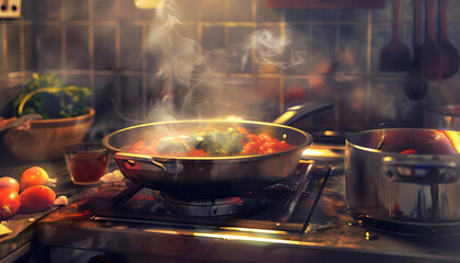 Cooking up something special Picture the sizzle and aroma filling your kitchen with warmth and f Generative AI