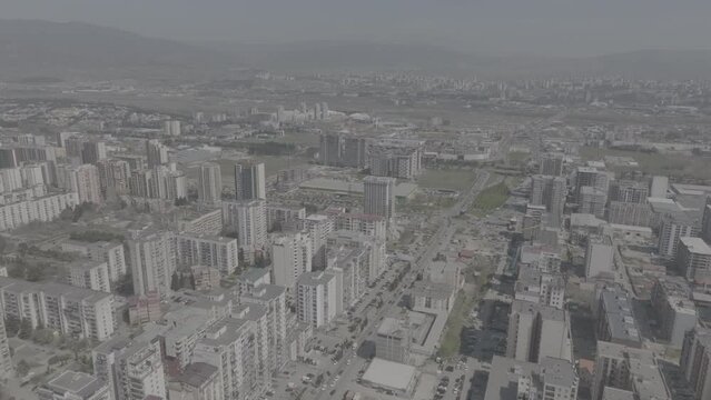Aerial cityscape of Residential buildings in Didi Dighomi district. Tbilisi, Georgia 2024 april. d-log
