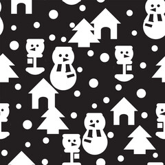 Monochrome Christmas Holiday seamless pattern design