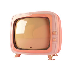A small pink television set on a Transparent Background - obrazy, fototapety, plakaty
