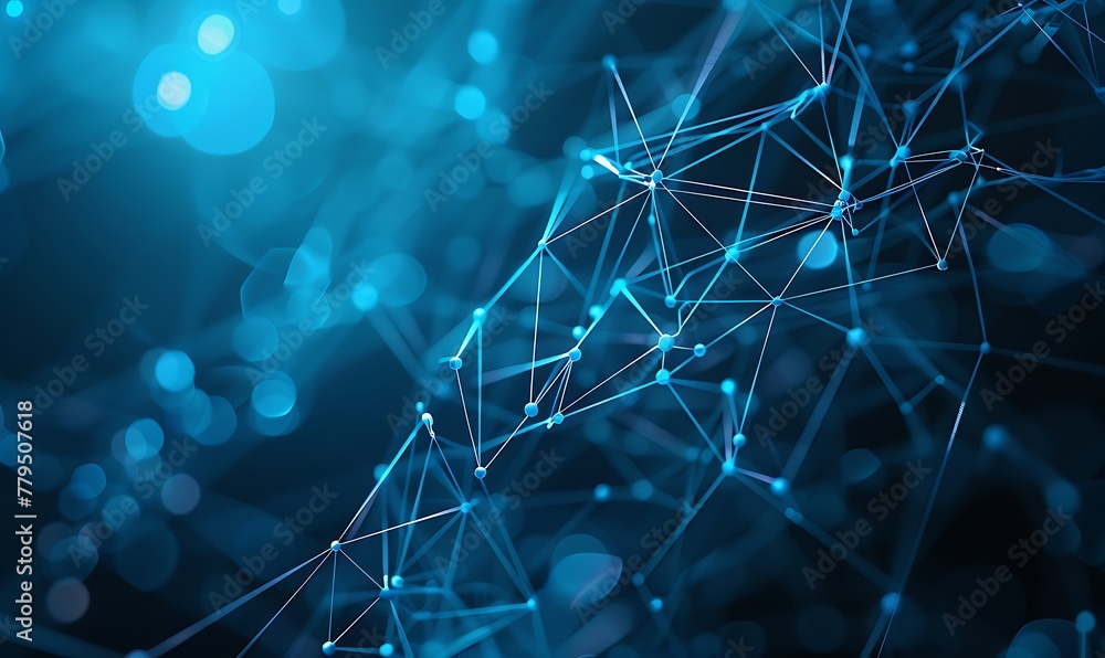 Poster tech background, interconnected cyber cells, quantum computing, global data connection