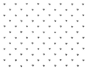 黒一色の鉛筆手書きのハート柄パターン（heart）