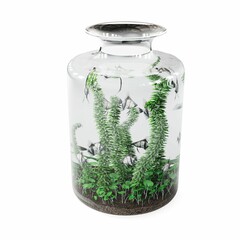 3D rendered illustration of a small jar-aquarium with fish in it