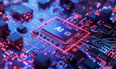 Fototapeta na wymiar Innovative AI Machine Learning Integration Enhancing Tech and Electronics with AI Processor 