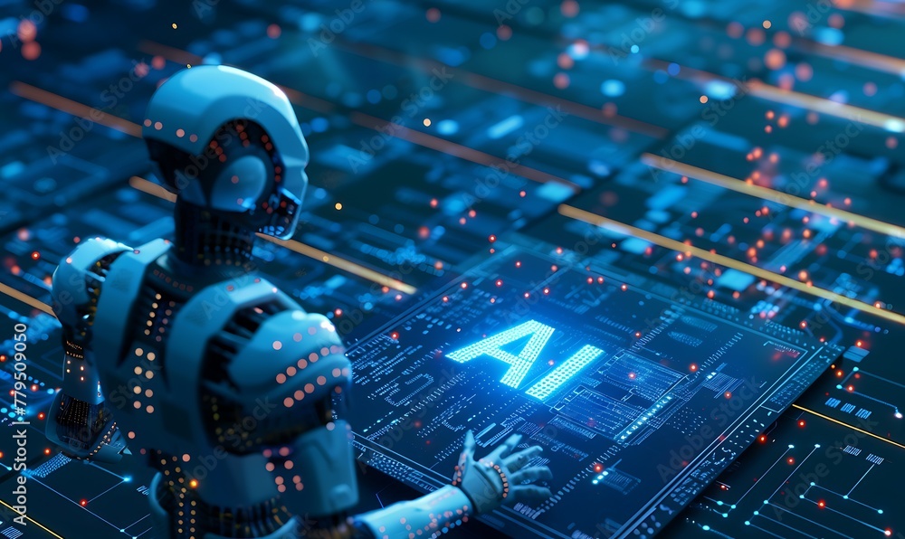 Poster The robot runs an artificial intelligence processor on a computer board