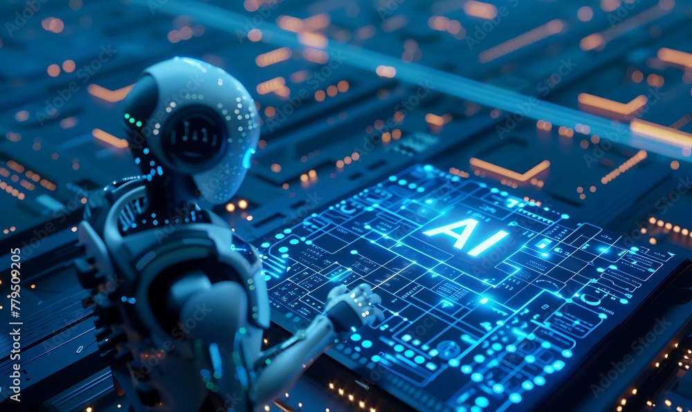 Poster The robot runs an artificial intelligence processor on a computer board