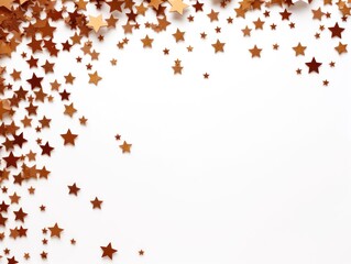brown stars frame border with blank space in the middle on white background festive concept celebrations backdrop with copy space for text photo or presentation