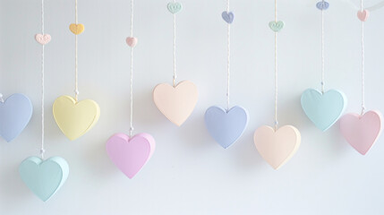 Heart garland in pastel colors