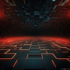 coral light grid on dark background central perspective, futuristic retro style with copy space for design text photo backdrop