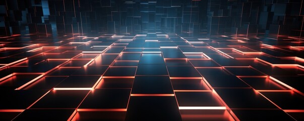 coral light grid on dark background central perspective, futuristic retro style with copy space for design text photo backdrop
