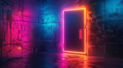 Neon colors bring a safe design to life, glowing brightly - obrazy, fototapety, plakaty