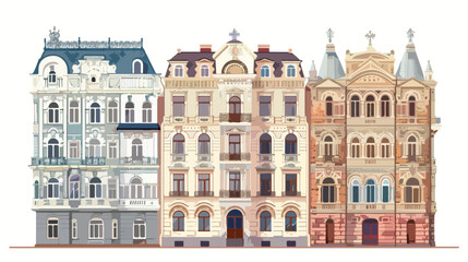 Fototapeta na wymiar The facades of the building drawing coloring
