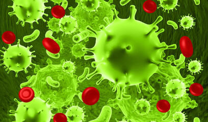 HIV virus on isolated background. 3d illustration.