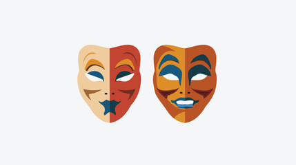 Theater masks - paper vector icon Flat vector isolated