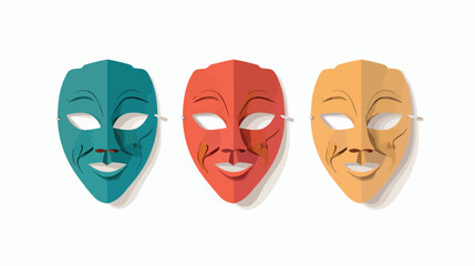 Theater masks - paper vector icon Flat vector isolated