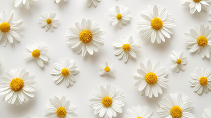 Subtle daisy design adorning a clean white background, minimalistic and infographic