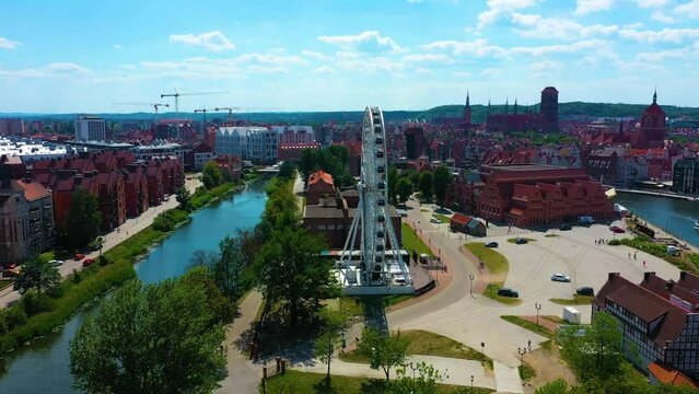Aerial view of the AmberSky Observation Circle in Gdansk