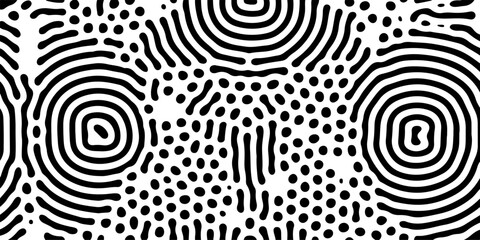 Reaction diffusion organical texture, system found in biology, geology and physics also known as Turing pattern. Black and white vector illustration.  - 779513038
