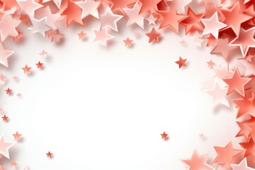 coral stars frame border with blank space in the middle on white background festive concept celebrations backdrop with copy space for text photo or presentation