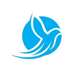 logo design of a flying dove flapping its wings
