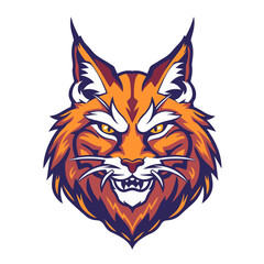 Lynx Mascot for Esports Team Logo Isolated on White Background Vector Art