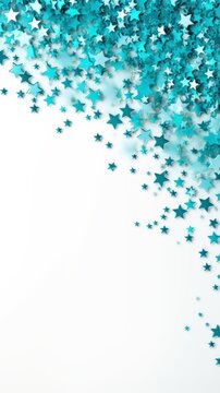 cyan stars frame border with blank space in the middle on white background festive concept celebrations backdrop with copy space for text photo or presentation
