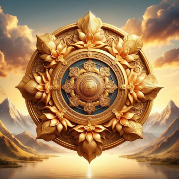traditional dharmachakra wheel illustration like mystical spiritual and chakra concepts