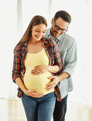 woman pregnant couple man pregnancy family mother love father happy husband baby wife belly...