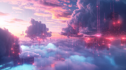 A beautiful sky with a lot of clouds and a pinkish hue