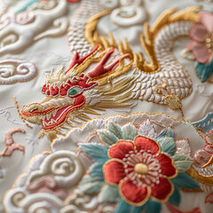 Fototapeta premium Embroidered Elegance: A Tapestry of Tradition and Nature