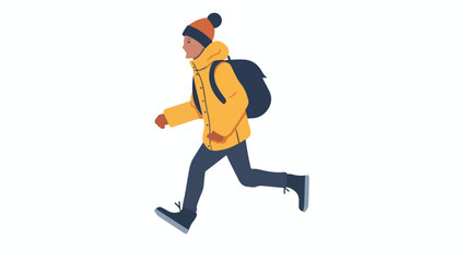 Vector illustration of a person in a hurry worried