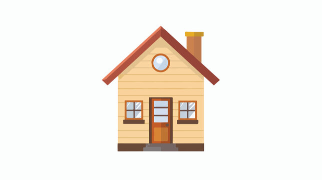 Vector image icon of a house with a door and a window