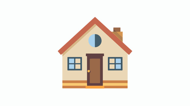 Vector image icon of a house with a door and a window